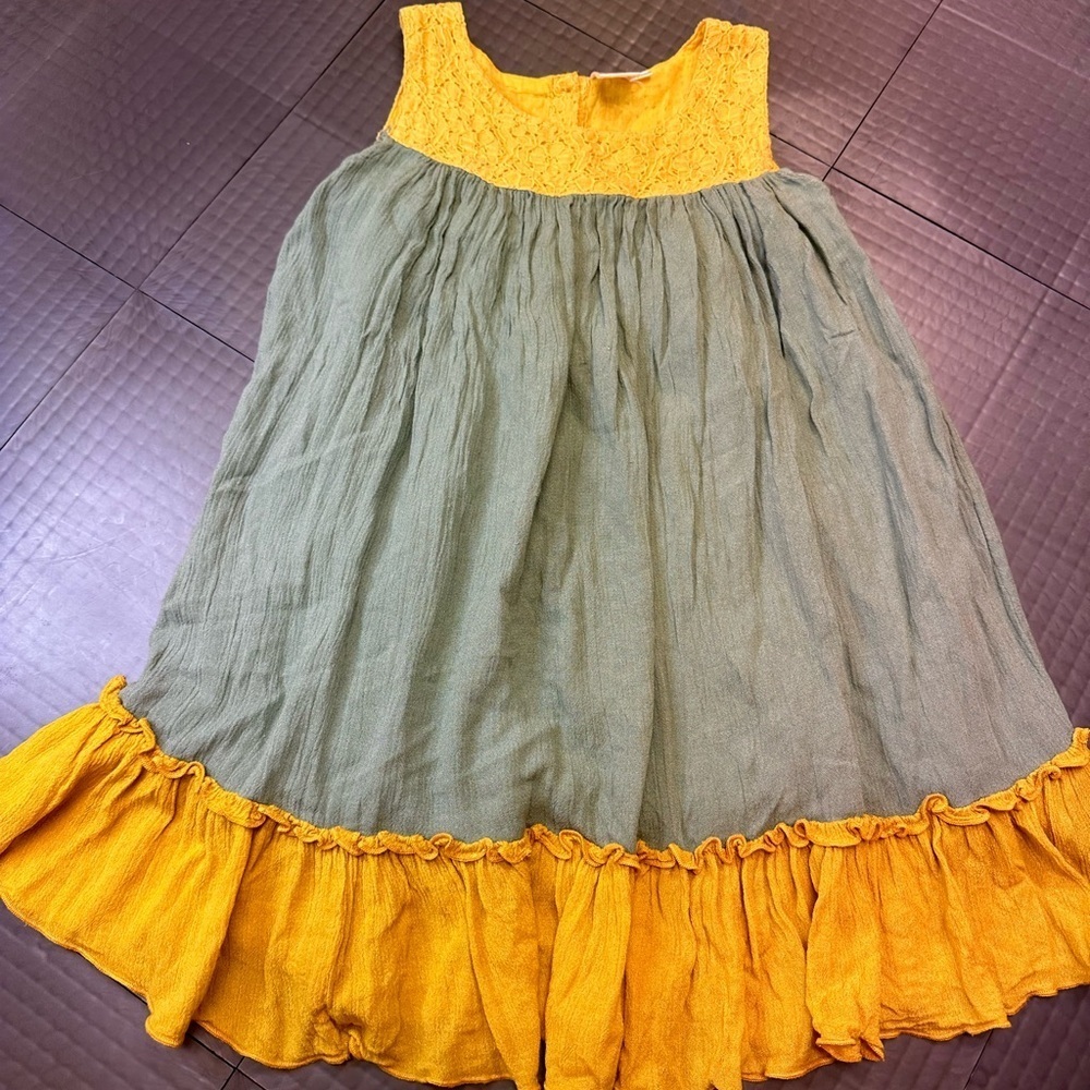 YO BABY SASSY MINOR GIRLS YELLOW AND GREEN DRESS GIRLS SIZE 5